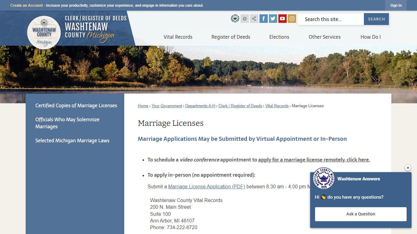 Marriage Licenses | Washtenaw County, MI